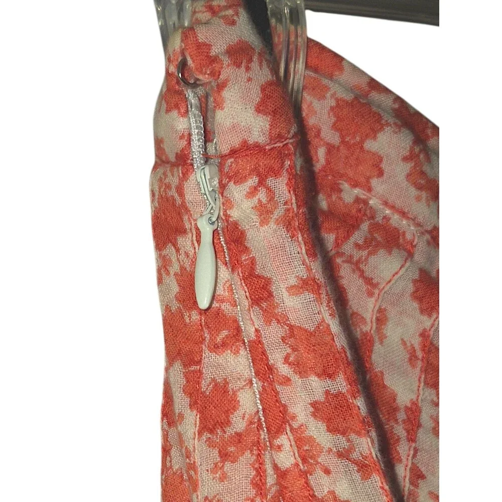Anthropologie Odille Cream & Red Flowers A- Line Skirt Size 0 Coquette Spring